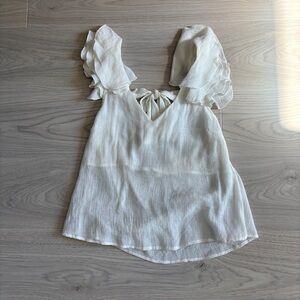Sz Small Blu Pepper Cream Ruffle Tank Blouse